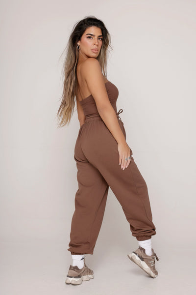 COMFORT OVERSIZED SWEAT PANTS - BROWN