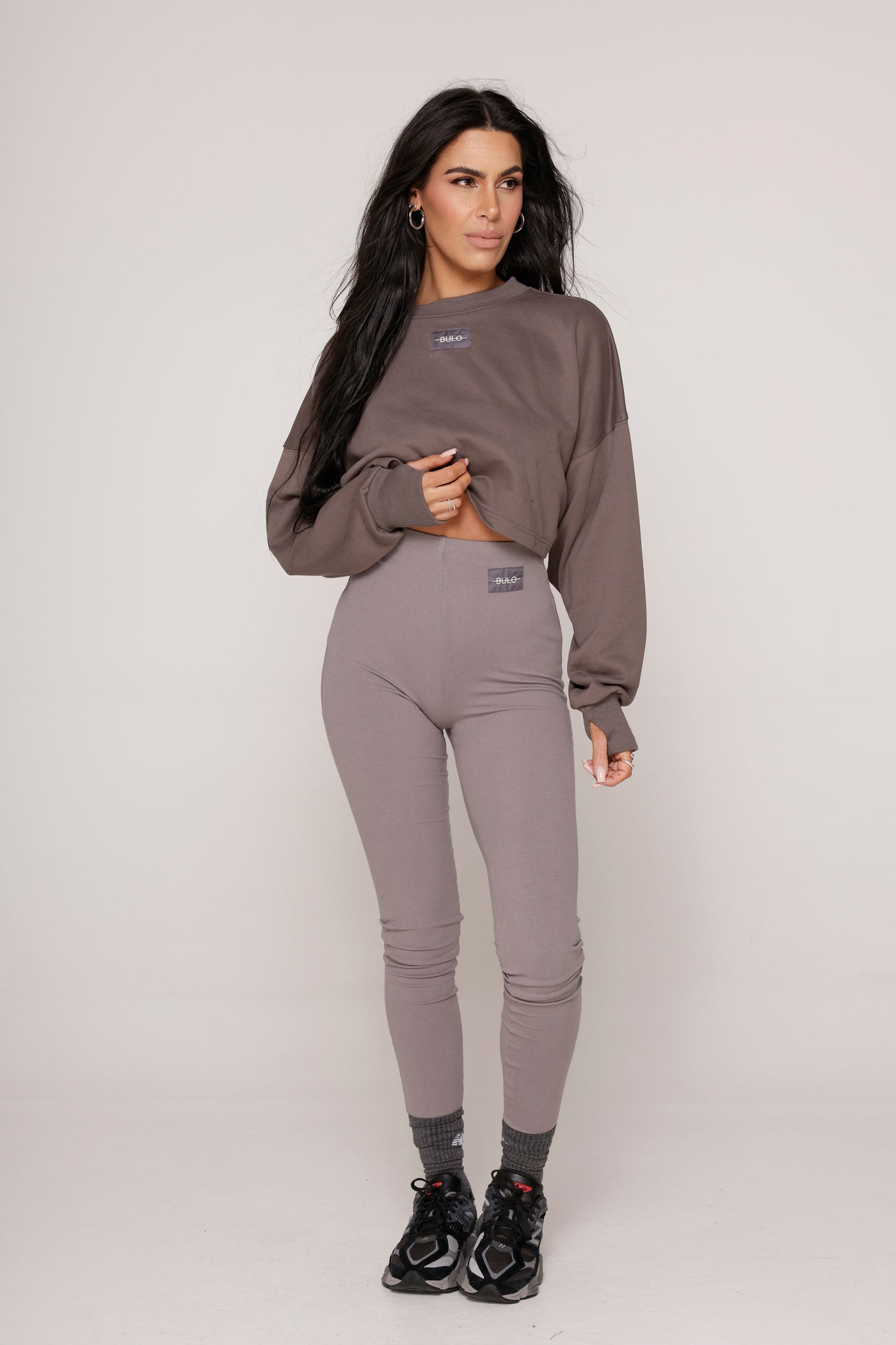 COMFORT OVERSIZED CROPPED SWEATER - DEEP CHARCOAL