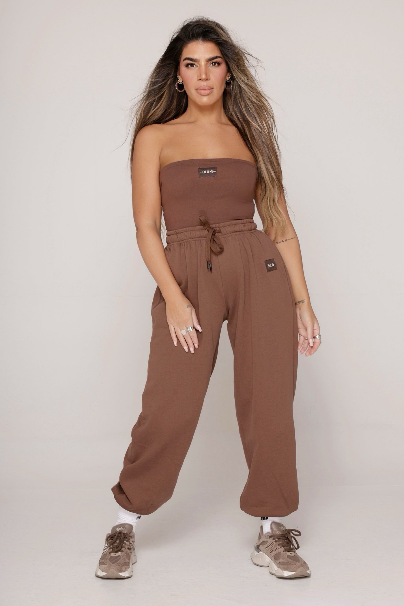 COMFORT OVERSIZED SWEAT PANTS - BROWN