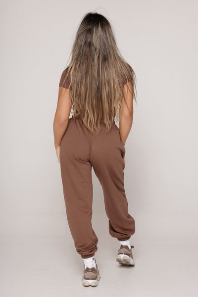 COMFORT OVERSIZED SWEAT PANTS - BROWN