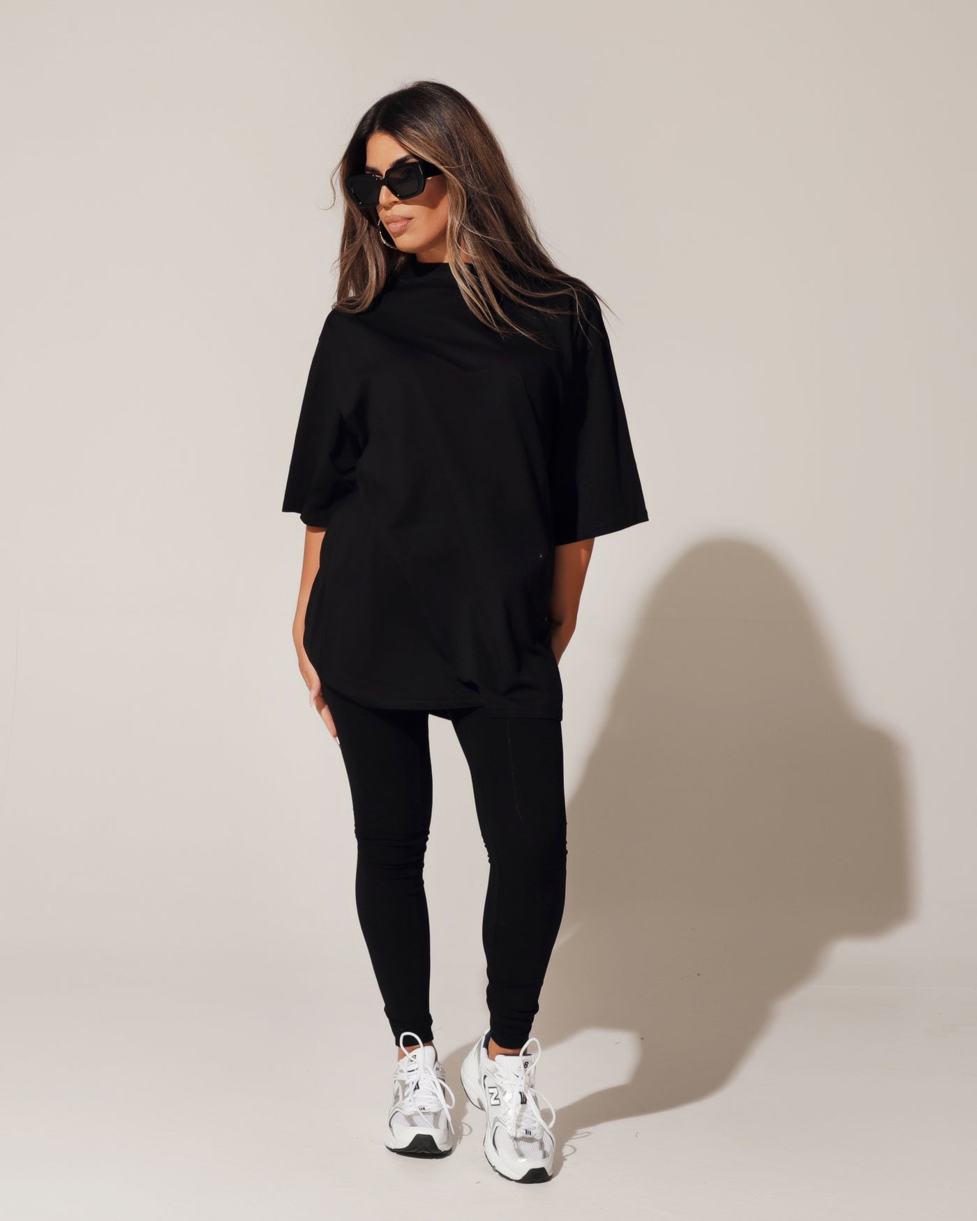 SOLID DROP SHOULDER T-SHIRT - BLACK