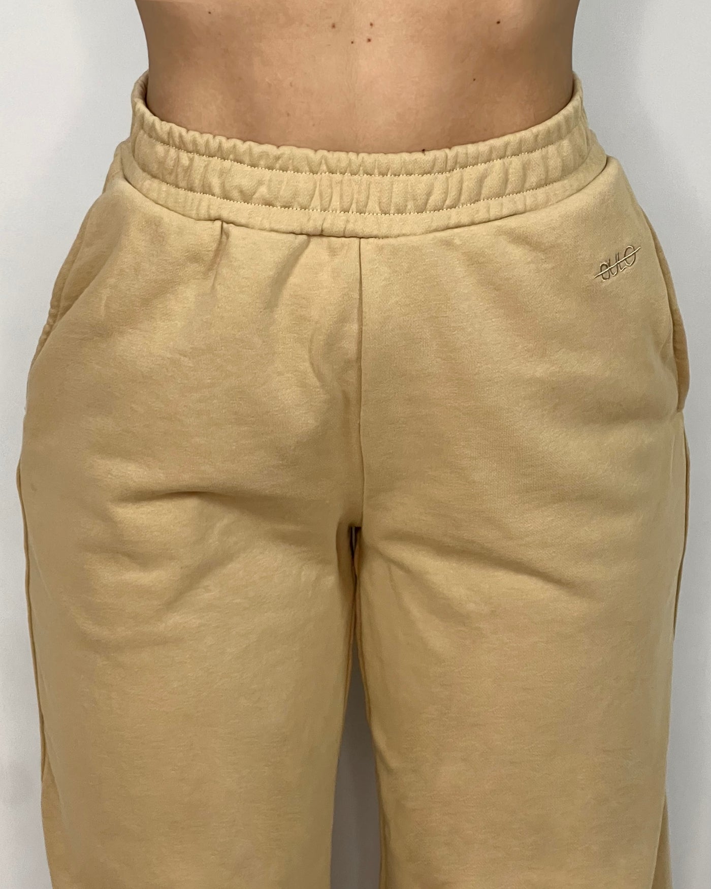 COMFORT WIDE LEG SWEAT PANTS - CAMEL