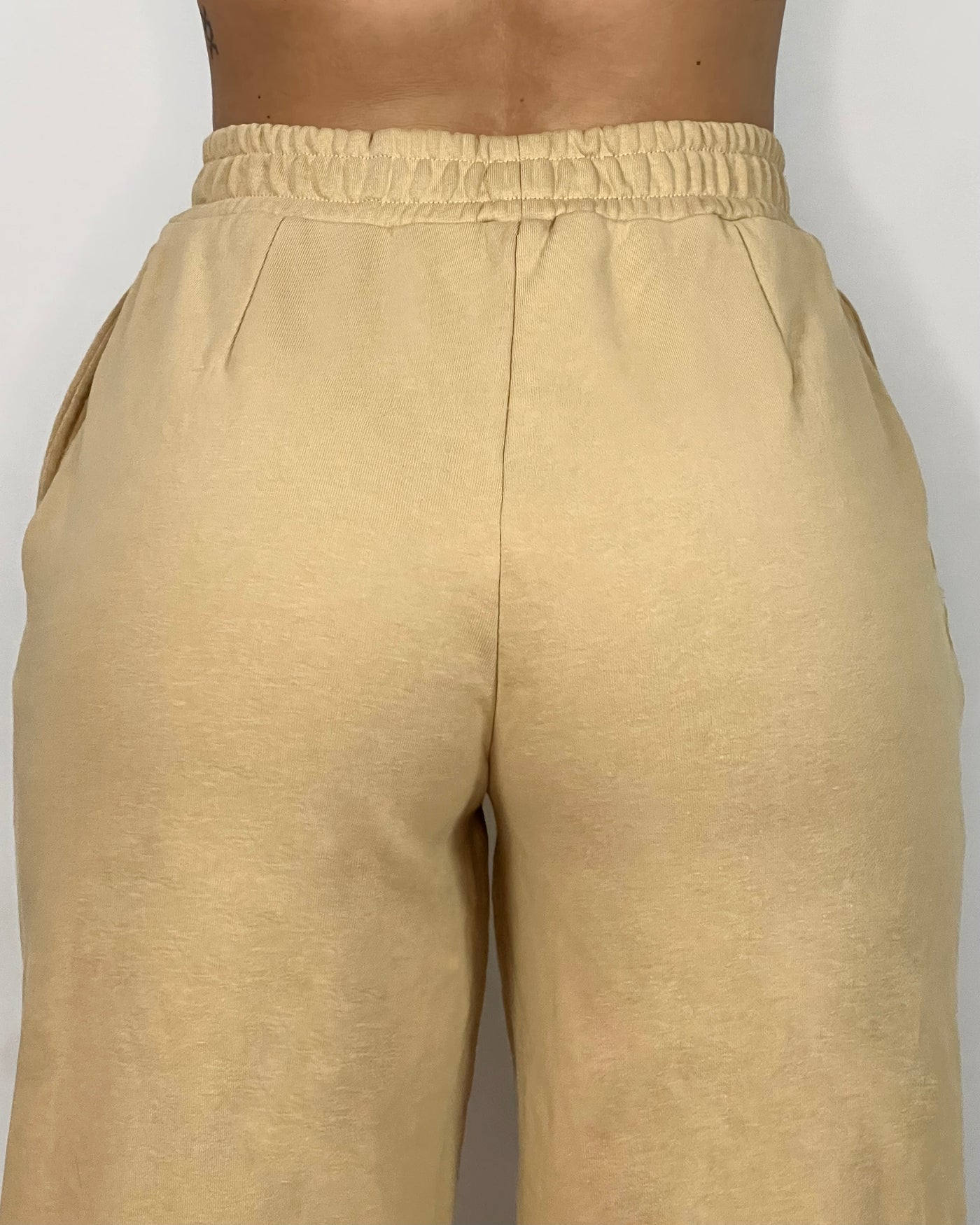 COMFORT WIDE LEG SWEAT PANTS - CAMEL